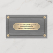 銀テクスチャメタリック |金ゴールドネジとプレート 名刺 (裏面)