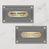 銀テクスチャメタリック |金ゴールドネジとプレート 名刺 (正面/裏面)