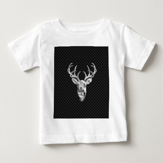 銀ディアバックオンカーボンファイバースタイルデコール ベビーTシャツ (正面)