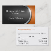 銀デザインのカーブ-オレンジアポイントメントカード 予約カード (正面/裏面)