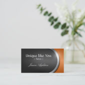 銀デザインのカーブ-オレンジアポイントメントカード 予約カード (スタンド正面)