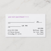 銀デザインのカーブ-紫色のアポイントメントカード 予約カード (裏面)