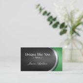 銀デザインのカーブ-緑のアポイントメントカード 予約カード (スタンド正面)