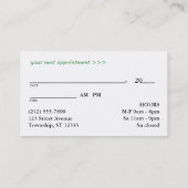 銀デザインのカーブ-緑のアポイントメントカード 予約カード (裏面)