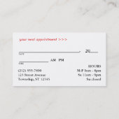 銀デザインのカーブ-赤いアポイントメントカード 予約カード (裏面)