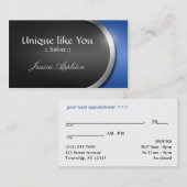 銀デザインのカーブ-青いアポイントメントカード 予約カード (正面/裏面)