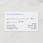 銀デザインのカーブ-青いアポイントメントカード 予約カード (裏面)