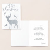 銀トナカイと（鳥）ショウジョウコウカンチョウメリークリスマス 箔カード (ディスプレー)