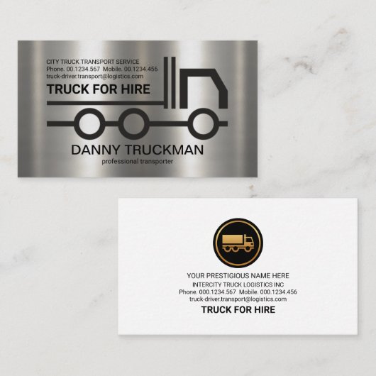 銀トラックスタイリッシュフレーム運搬車 名刺 (正面/裏面)