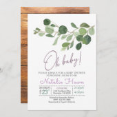 銀ドルツリーのベビーシャワー 招待状 (正面/裏面)