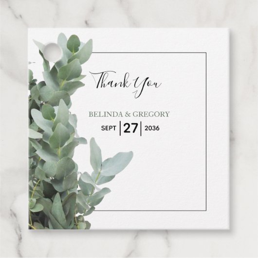 銀ドルユーカリ結婚の贈り物 フェイバータグ (正面)