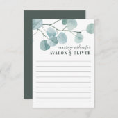 銀ドル結婚ユーカリの結婚 アドバイスカード (正面/裏面)