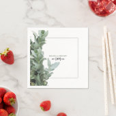 銀ドル結婚ユーカリ スタンダードカクテルナプキン (インサイチュ)