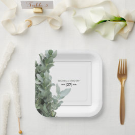 銀ドル結婚ユーカリ ペーパープレート