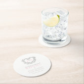 銀ハートピンク白リースモノグラム結婚ズ ラウンドペーパーコースター (インサイチュ)