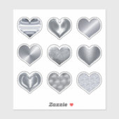 銀ハートフェイクメタリックメタルセット9愛 シール (シート)