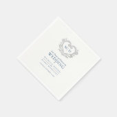銀ハートブルーリースモノグラム結婚のナプキン スタンダードカクテルナプキン (角)