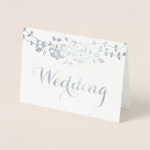 銀バラフォイルタイポグラフィ結婚式招待状 箔カード (正面)