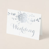 銀バラフォイルタイポグラフィ結婚式招待状 箔カード (正面)