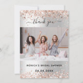 銀バラブライダルシャワー写真サンキューカード 招待状 (正面)