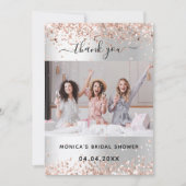 銀バラブライダルシャワー写真サンキューカード 招待状 (正面)