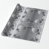 銀バラ枠包み紙 ラッピングペーパー (アンロールド)