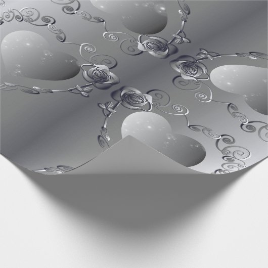 銀バラ枠包み紙 ラッピングペーパー (角)