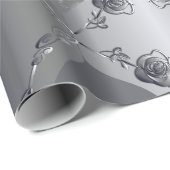銀バラ枠包み紙 ラッピングペーパー (ロールコーナー)