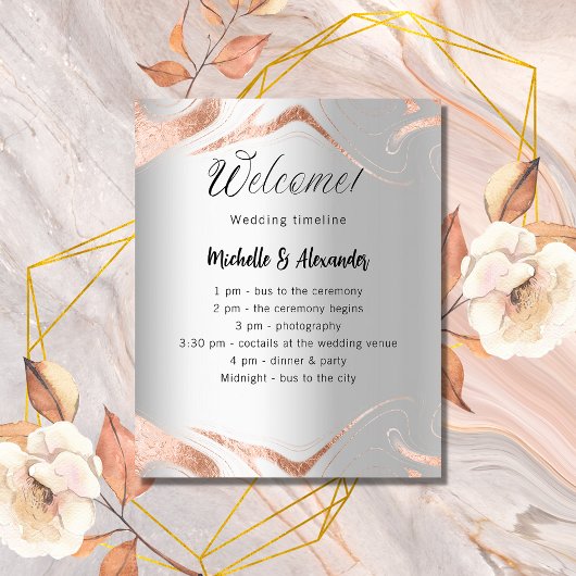 銀バラ結婚金ゴールド予算のタイムライン チラシ