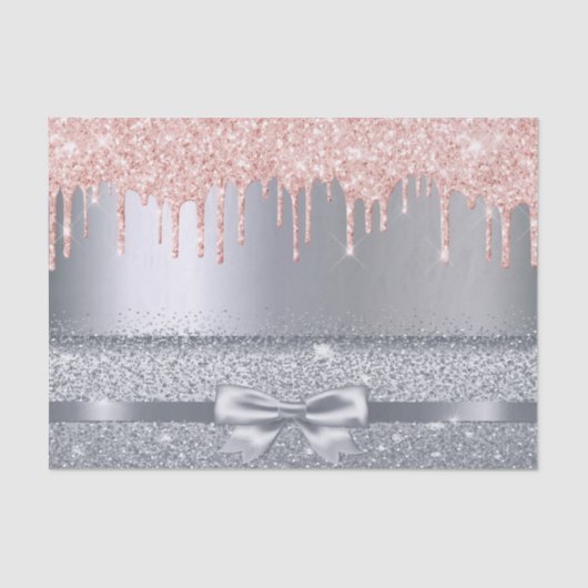 銀バラ金ゴールドグリッタードリップ赤面エレガントボウ 薄葉紙 (正面)