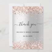 銀バラ金ゴールドブライダルシャワーサンキューカード 招待状 (正面)