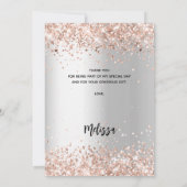 銀バラ金ゴールドブライダルシャワーサンキューカード 招待状 (裏面)