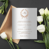 銀バラ金ゴールドモノグラム結婚式招待状