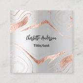 銀バラ金ゴールド大理石QRコードエレガント スクエア名刺 (正面)