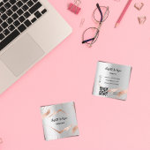 銀バラ金ゴールド大理石QRコードエレガント スクエア名刺