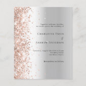 銀バラ金ゴールド結婚式招待状 (正面)