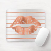 銀バラ金ゴールド赤面銅ストライプキス マウスパッド (マウス)