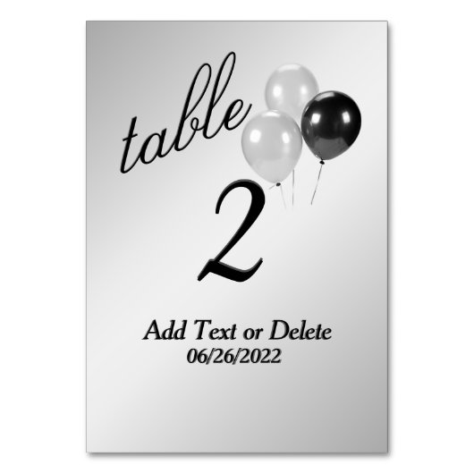銀バルーンカスタム文字テーブル番号 テーブルナンバー (正面)