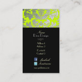 銀バロッフェイククダマスク蛍光緑/黒 名刺 (裏面)