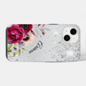 銀バーガンディーの花の名前 iPhoneケース (裏面横)