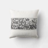 銀パーソナライズされたとバラピンクグリッター クッション (裏面)