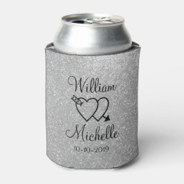 銀パーソナライズされたグリッター結婚缶クーラー 缶クーラー