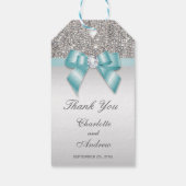 銀パーソナライズされたシークインズダイヤモンドボウ結婚ズ ギフトタグ (裏面)