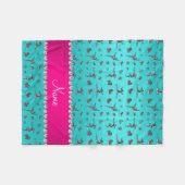 銀パーソナライズされたターコイズ体操 フリースブランケット (正面(横))