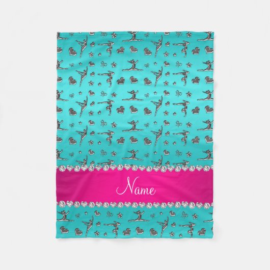 銀パーソナライズされたターコイズ体操 フリースブランケット (正面)