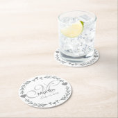銀パーソナライズされたハート結婚式の引き出物コースター ラウンドペーパーコースター (インサイチュ)