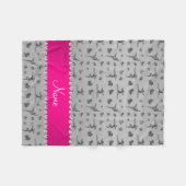 銀パーソナライズされた体操と名付ける フリースブランケット (正面(横))