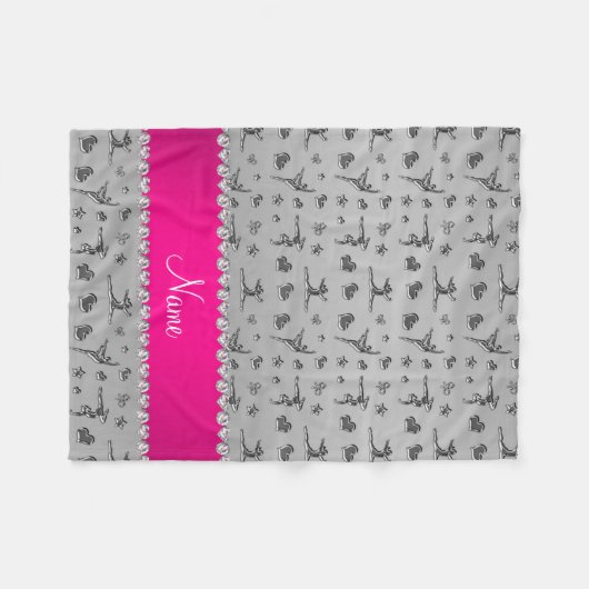 銀パーソナライズされた体操と名付ける フリースブランケット (正面(横))