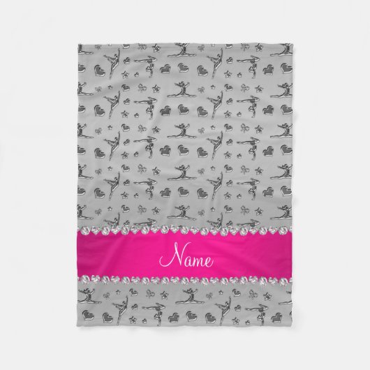銀パーソナライズされた体操と名付ける フリースブランケット (正面)