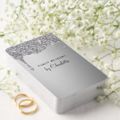 銀パーソナライズされた灰色グリッタードロップ(模倣) トランプ (インサイチュ (ウェディング))